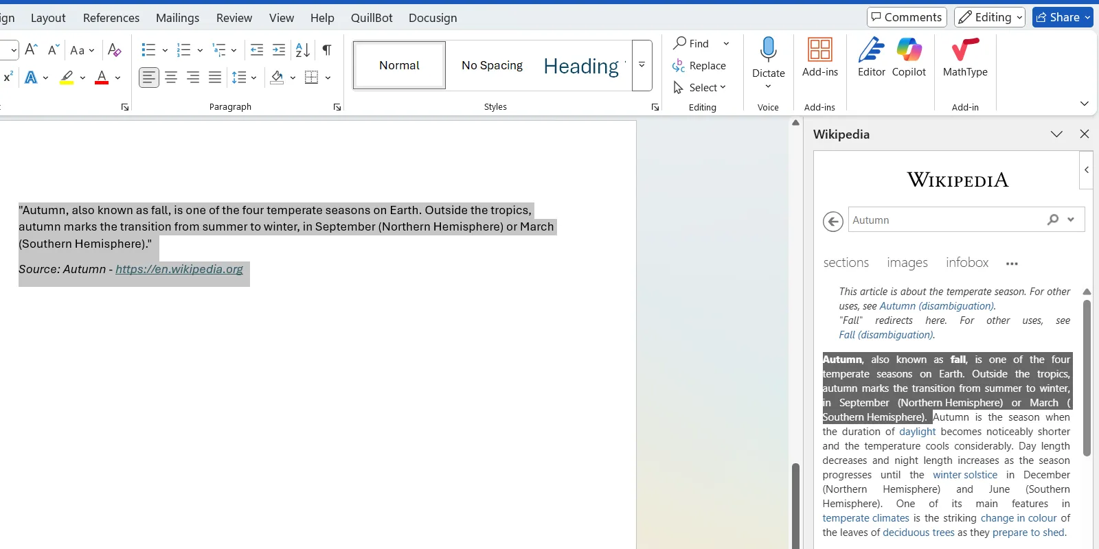 Add-in Wikipedia tích hợp trong Microsoft Word để tra cứu thông tin và tham khảo
