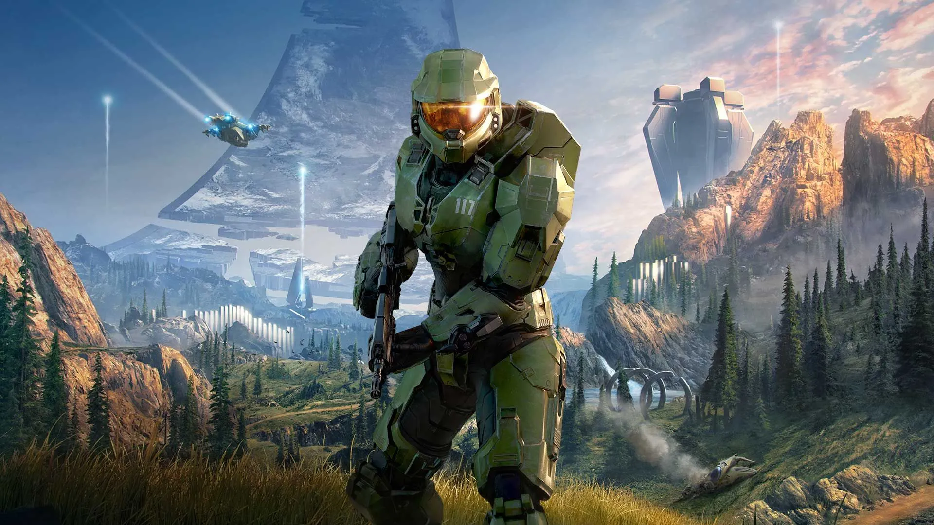 Ảnh quảng bá game Halo Infinite, ví dụ điển hình về việc đĩa game vật lý yêu cầu cập nhật lớn để chơi