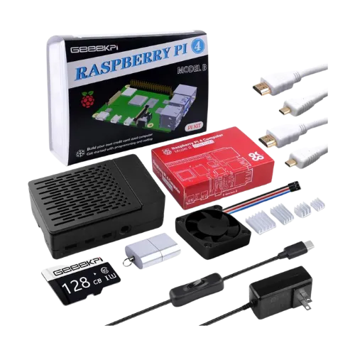 Bộ khởi động Raspberry Pi 4 8GB GeeekPi với vỏ, thẻ nhớ microSD, nguồn điện, quạt và cáp HDMI