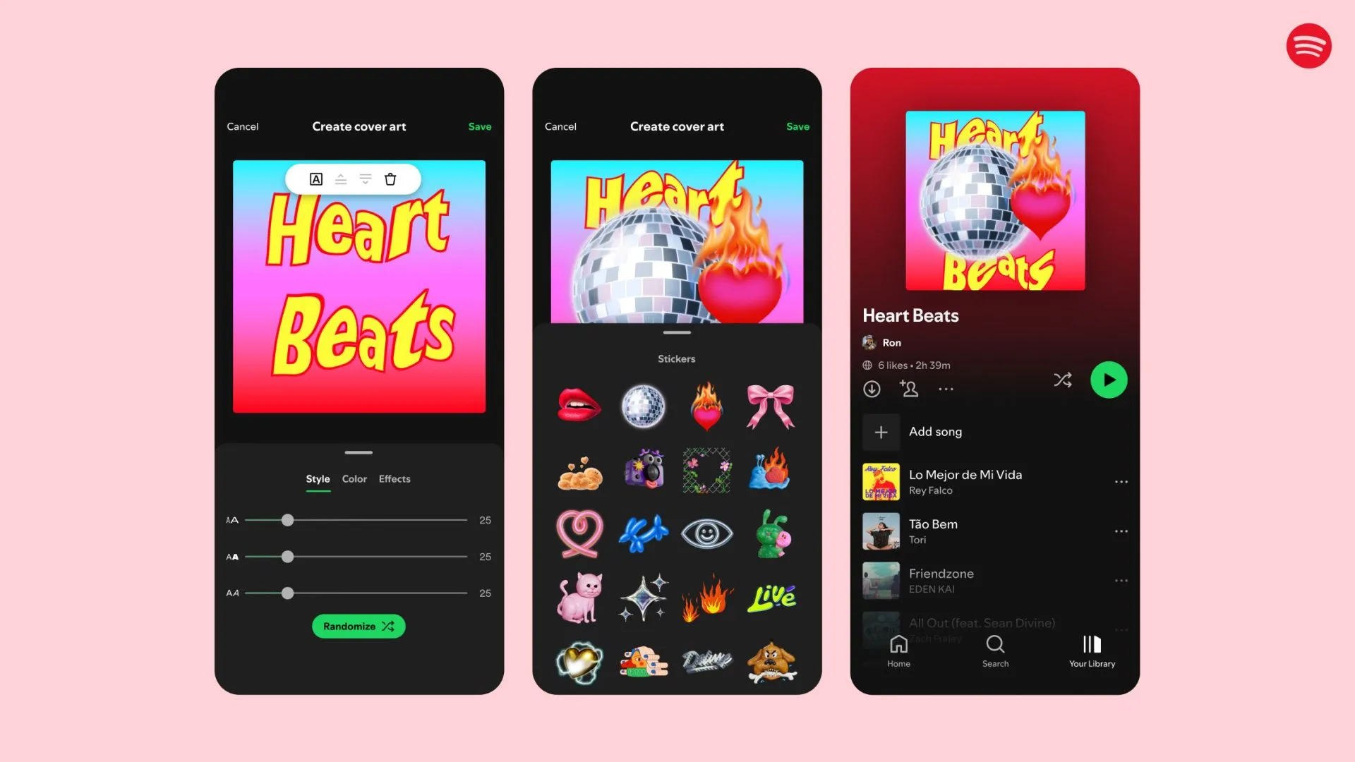 Các hình ảnh biểu tượng tình yêu và ngày Valentine trên Spotify