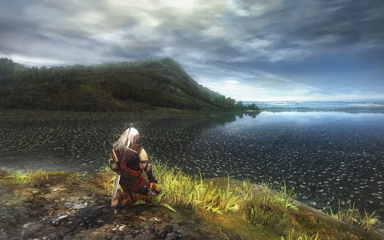 Cảnh trong game The Witcher đầu tiên, minh họa gameplay và đồ họa