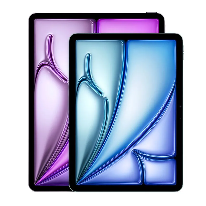 Chiếc iPad Air M3 màu xanh trên một mặt phẳng phẳng, thể hiện thiết kế mỏng nhẹ của dòng iPad Air.