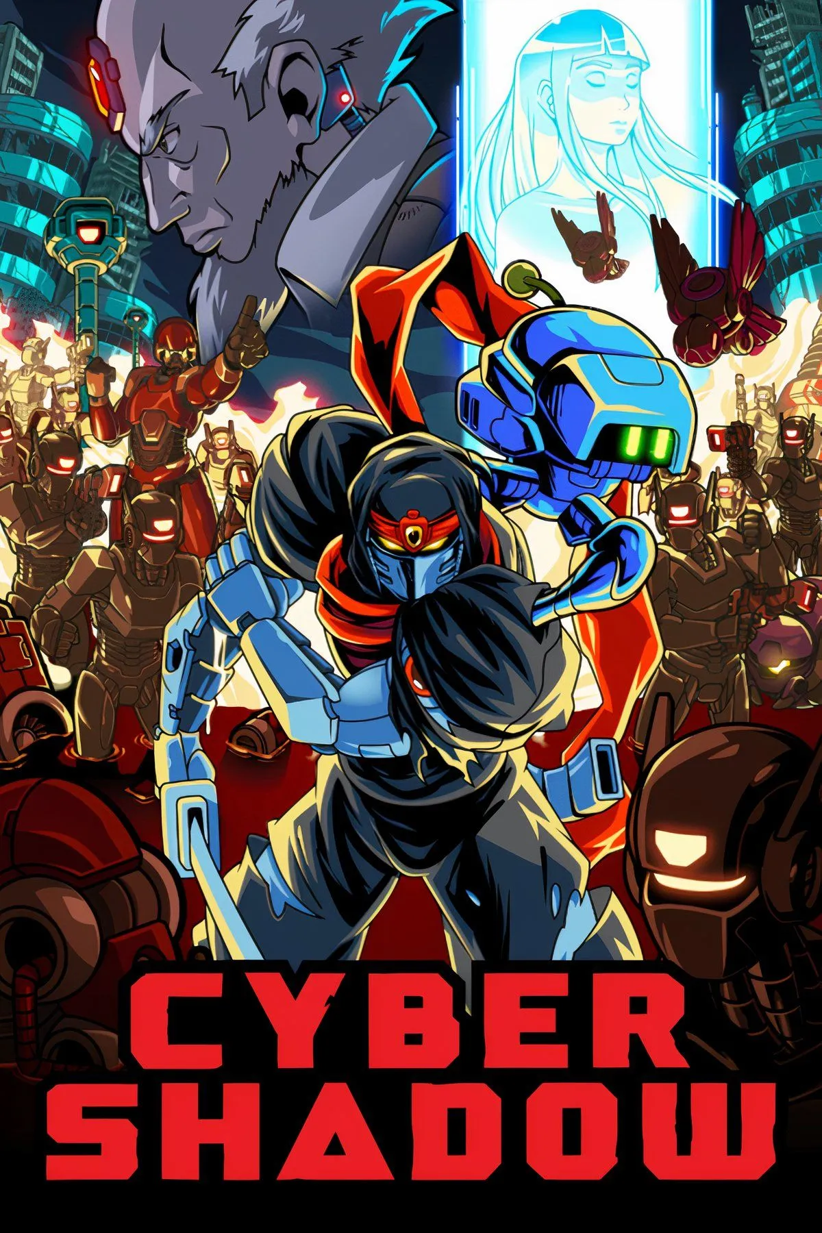 Cyber Shadow gameplay với nhân vật ninja chiến đấu trong bối cảnh cyberpunk 8-bit