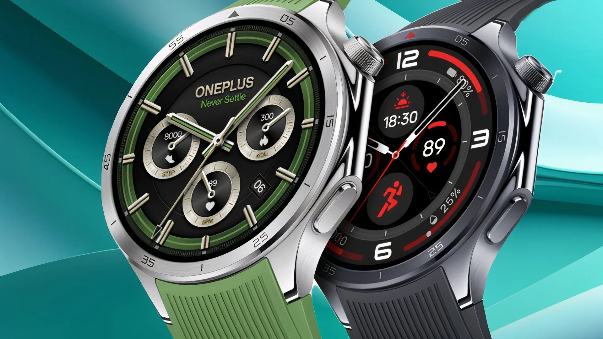 Đồng hồ thông minh OnePlus Watch 3 trên nền màu xanh