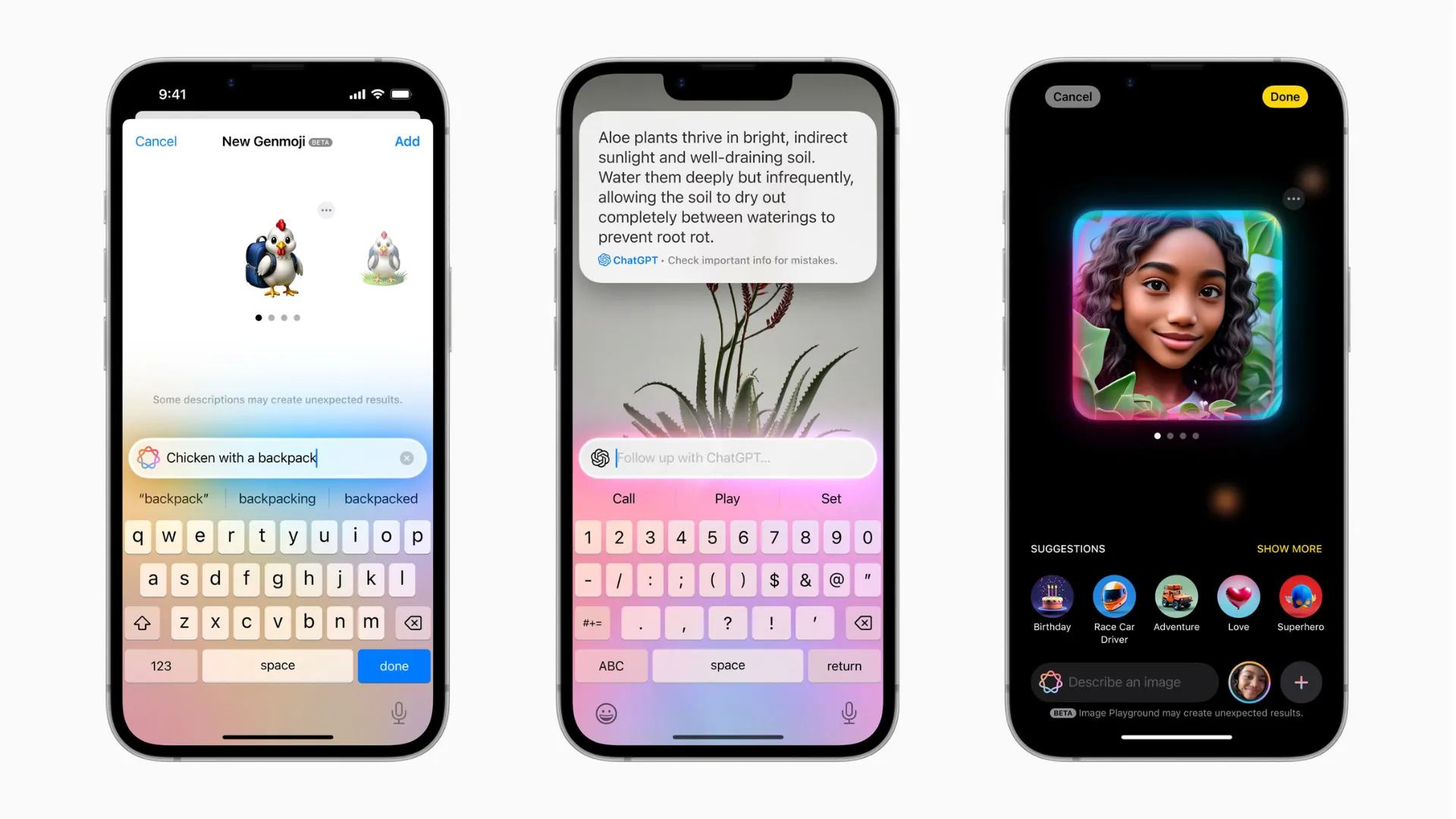 Giao diện các tính năng Apple Intelligence trên iPhone 16e, minh họa khả năng AI