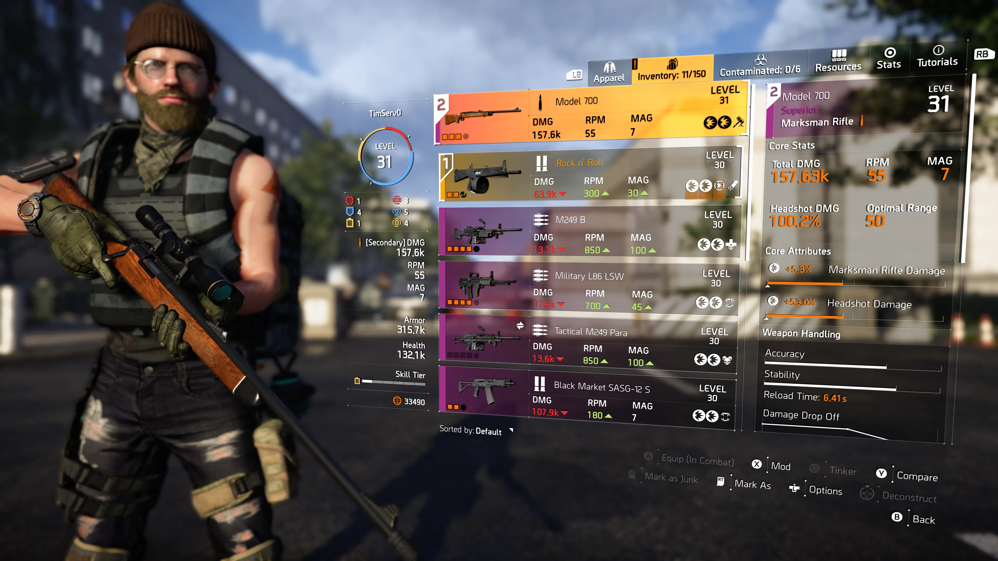Giao diện quản lý trang bị và loot đồ trong The Division 2