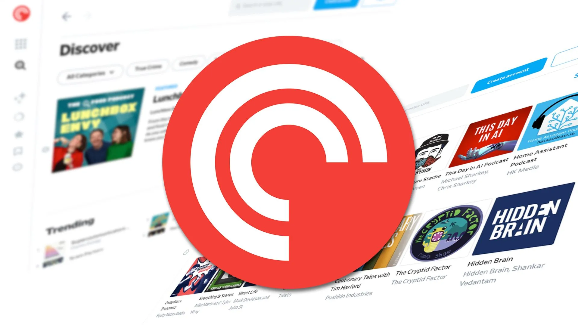 Giao diện ứng dụng Pocket Casts hiển thị danh sách podcast trên máy tính để bàn