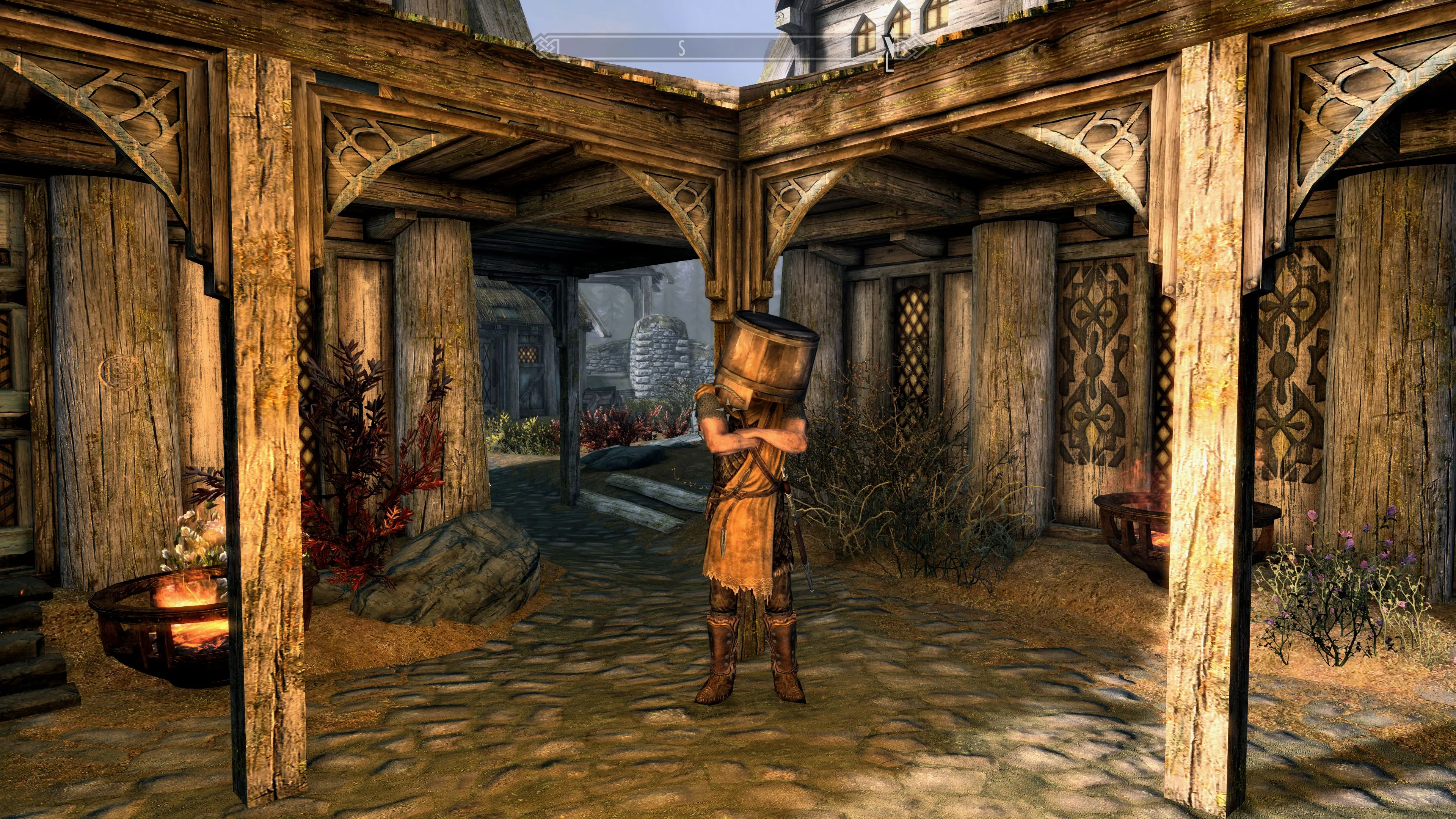Góc nhìn cận cảnh một cuộc hội thoại trong game The Elder Scrolls V: Skyrim, minh họa tầm quan trọng của phụ đề và tính năng bỏ qua thoại trong các tựa game RPG.