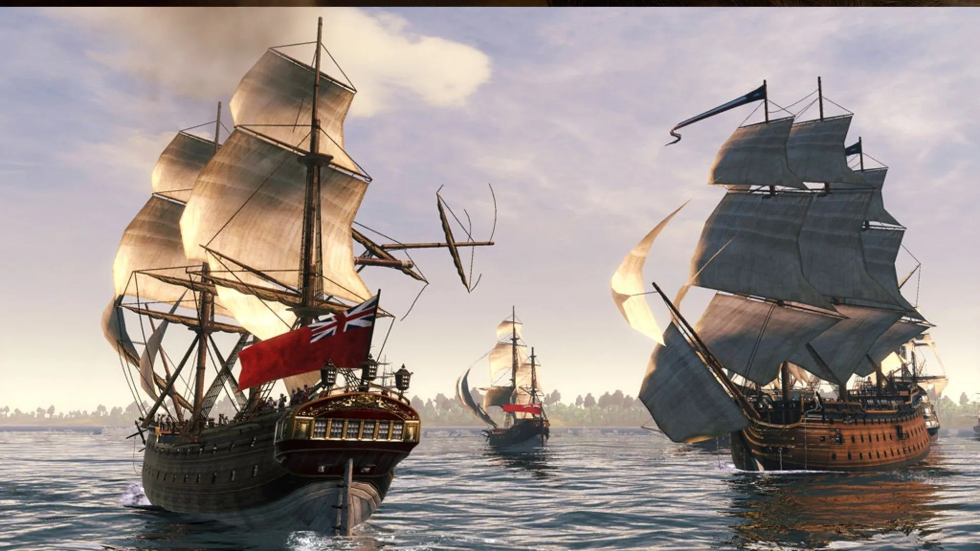 Hai chiến hạm đối đầu trong trận hải chiến game Total War: Empire