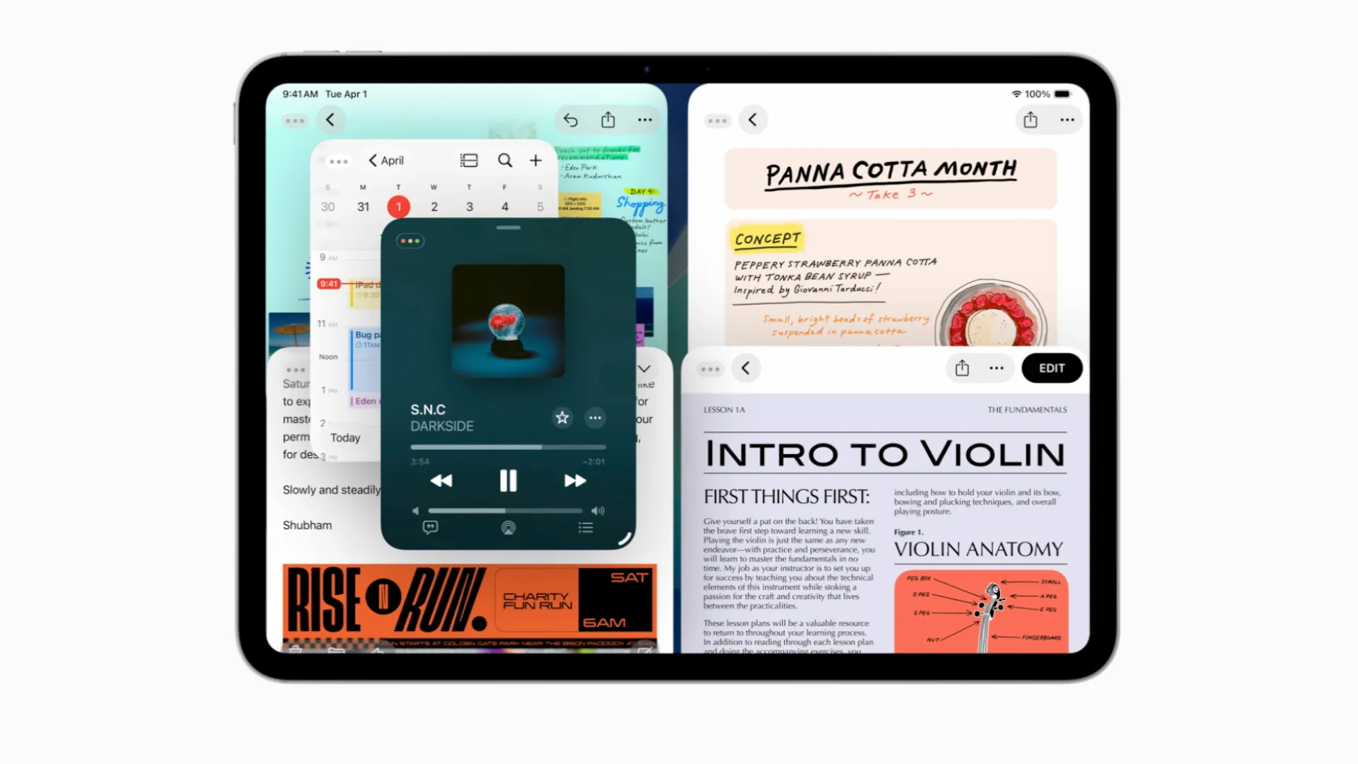 Hệ thống quản lý cửa sổ mới của iPadOS 26 với các ứng dụng hiển thị trong các cửa sổ có thể điều chỉnh kích thước, mô phỏng trải nghiệm desktop.