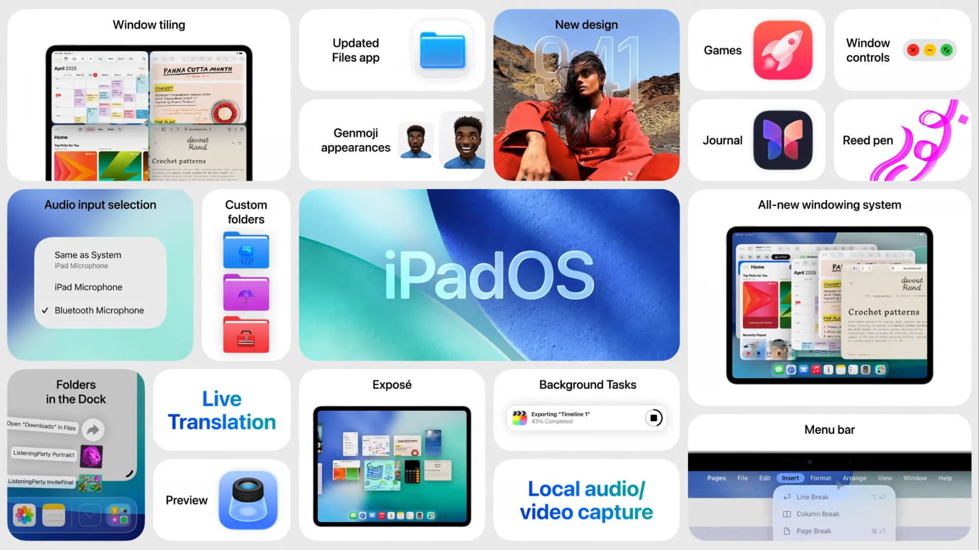 Hình ảnh minh họa các tính năng đa nhiệm mới của iPadOS 26, thể hiện khả năng xử lý tác vụ nền hiệu quả hơn.