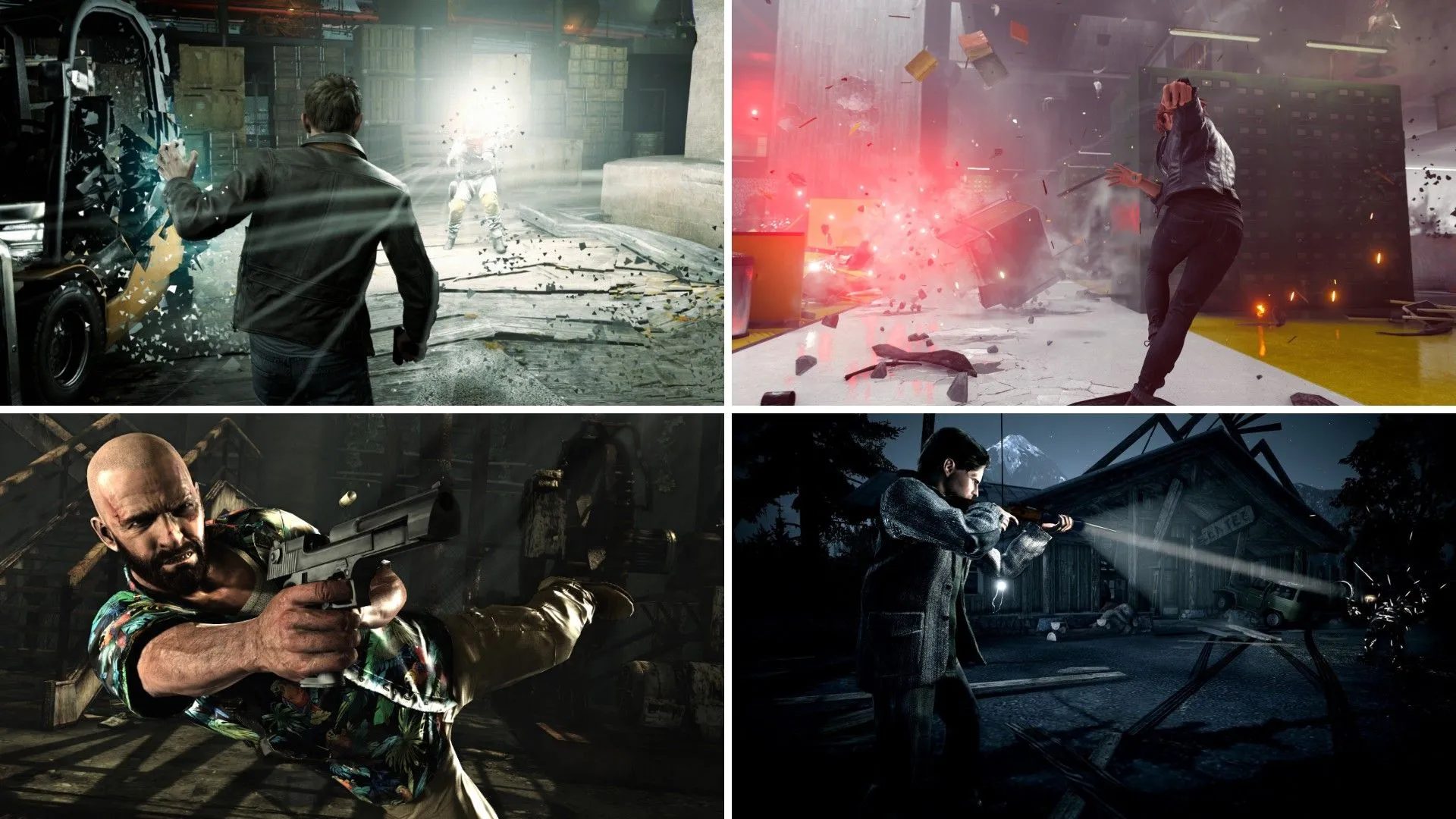 Jack Joyce từ Quantum Break, Jesse Faden từ Control, Alan Wake và Max Payne, biểu tượng cho vũ trụ game Remedy Entertainment.
