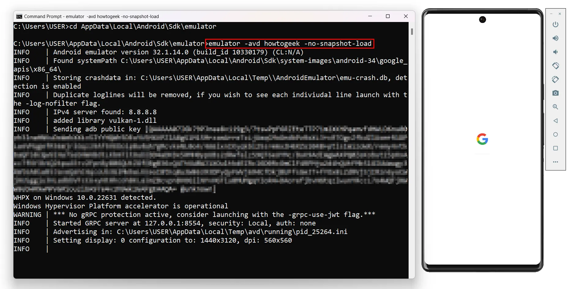 Khởi động nguội thiết bị ảo Android Studio bằng dòng lệnh