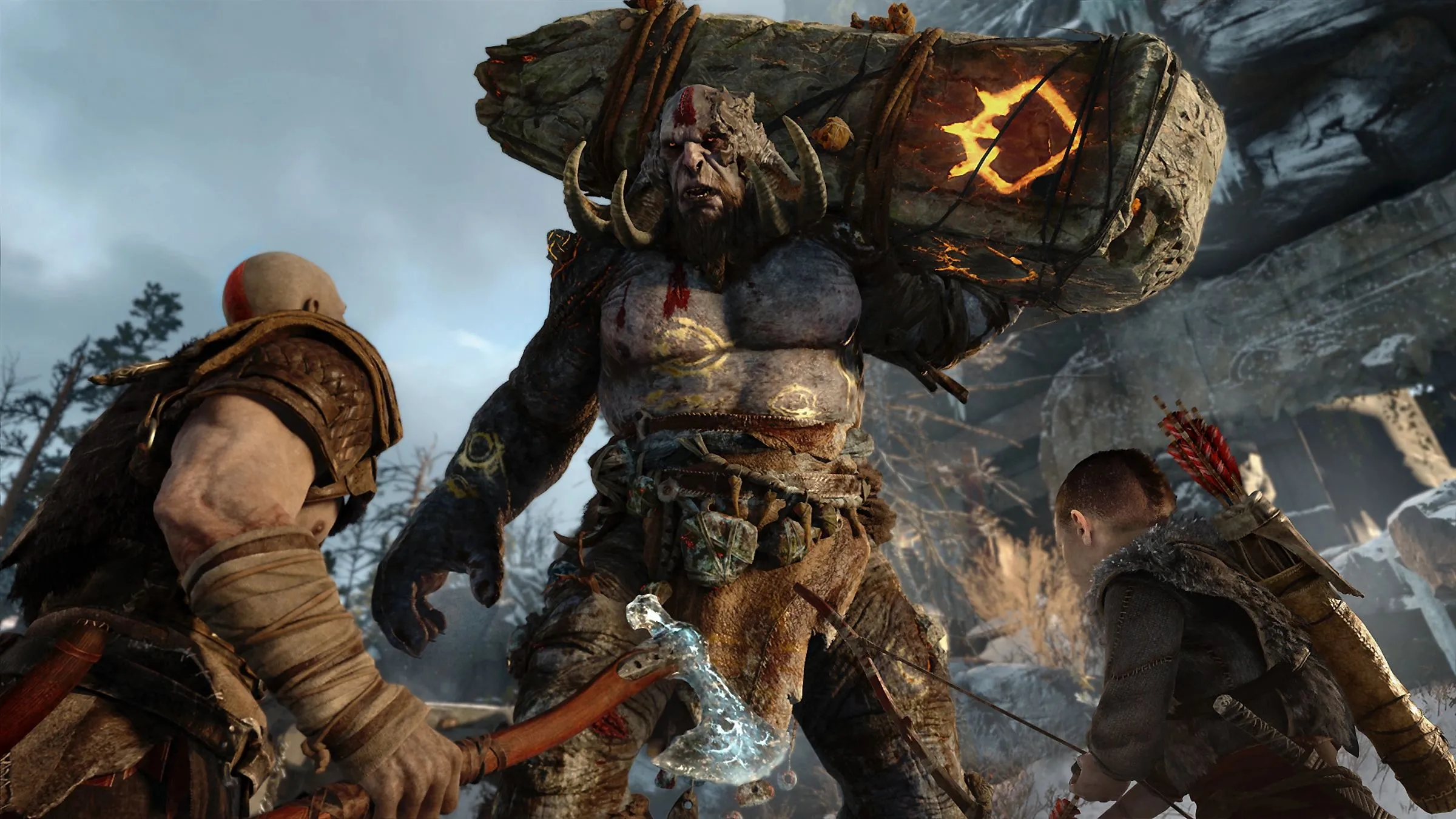 Kratos và Atreus trong game God of War, minh họa game độc quyền PlayStation