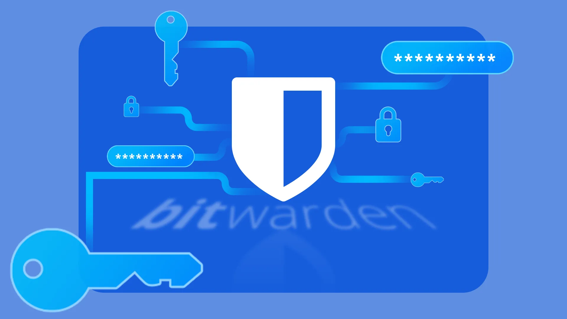Logo Bitwarden minh họa khả năng quản lý mật khẩu an toàn và đa nền tảng.