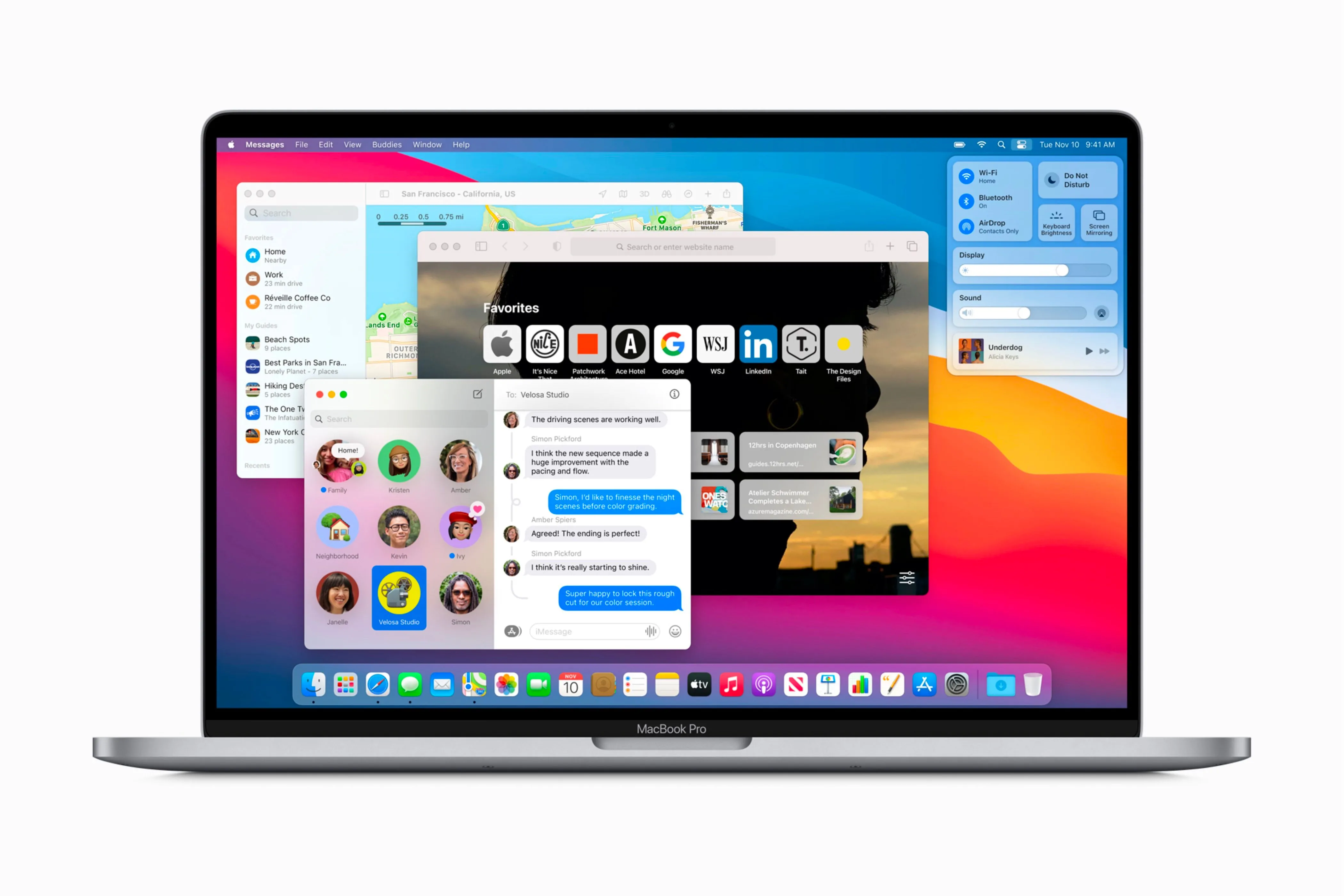 macOS Big Sur trên màn hình Mac, thể hiện sự đồng bộ thiết kế với iOS