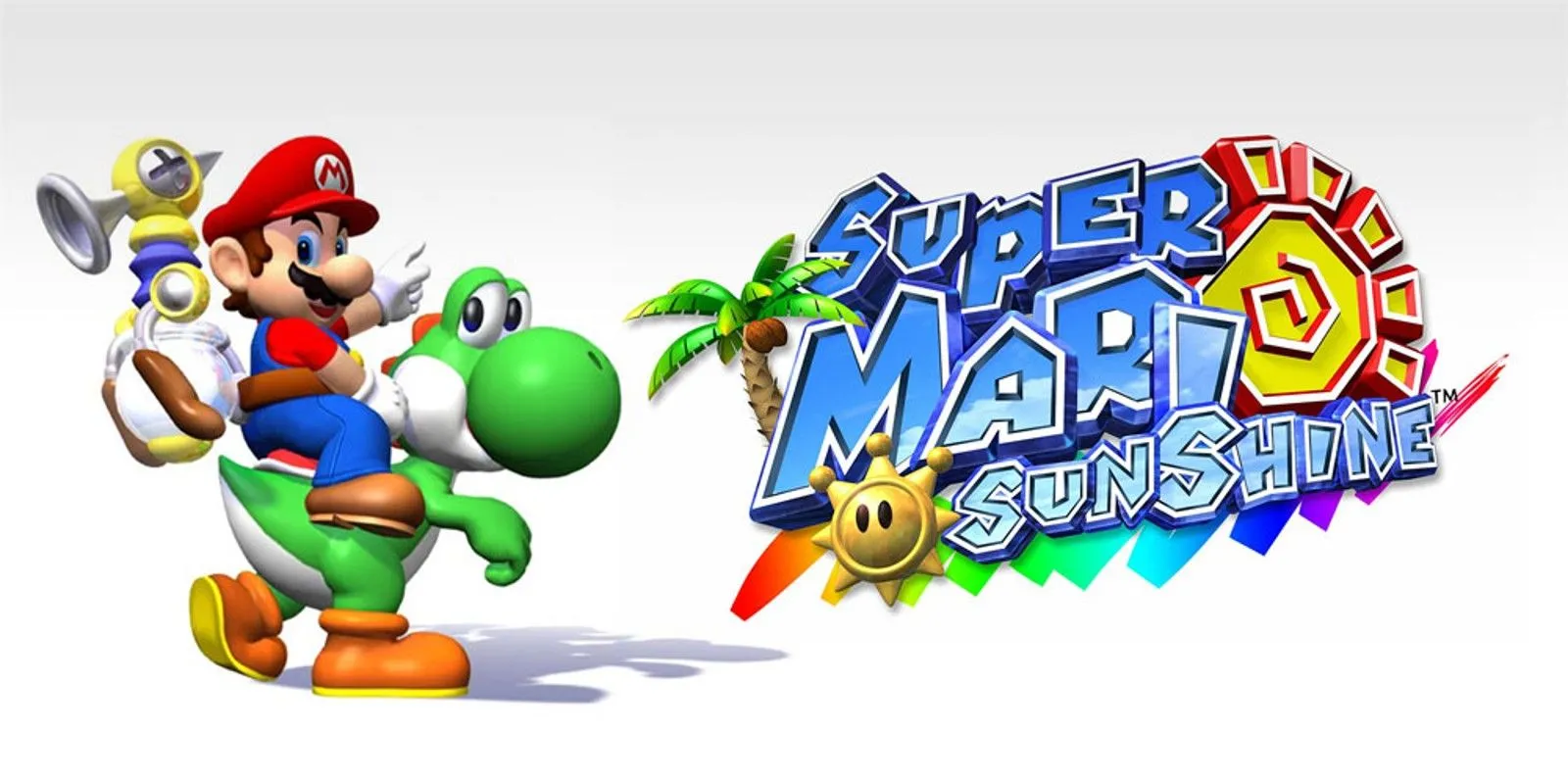 Màn chơi đầy màu sắc với Mario sử dụng súng nước FLUDD trong game Super Mario Sunshine trên GameCube, thể hiện yếu tố làm sạch môi trường.