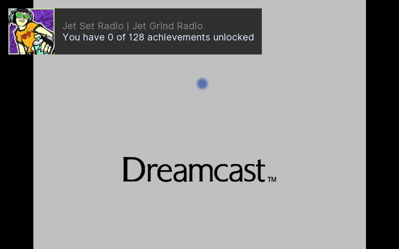 Màn hình hiển thị thành tích (achievements) trong RetroArch cho game Jet Set Radio của Dreamcast