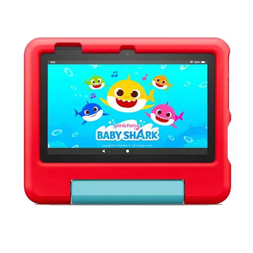 Máy tính bảng Amazon Fire 7 Kids màu xanh dương với vỏ bảo vệ bền bỉ