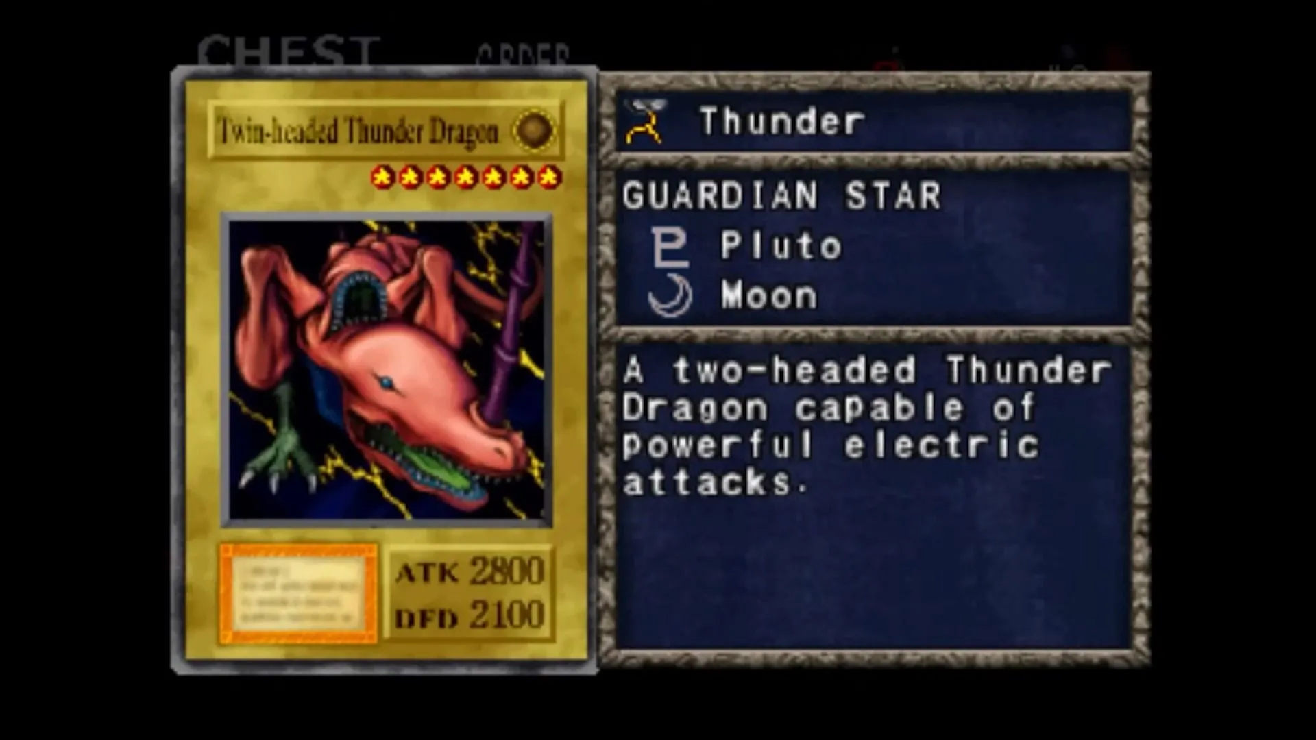 Quái vật Rồng Sấm Hai Đầu (Twin-Headed Thunder Dragon) trong Yu-Gi-Oh! Forbidden Memories, mục tiêu cày cuốc của nhiều người chơi