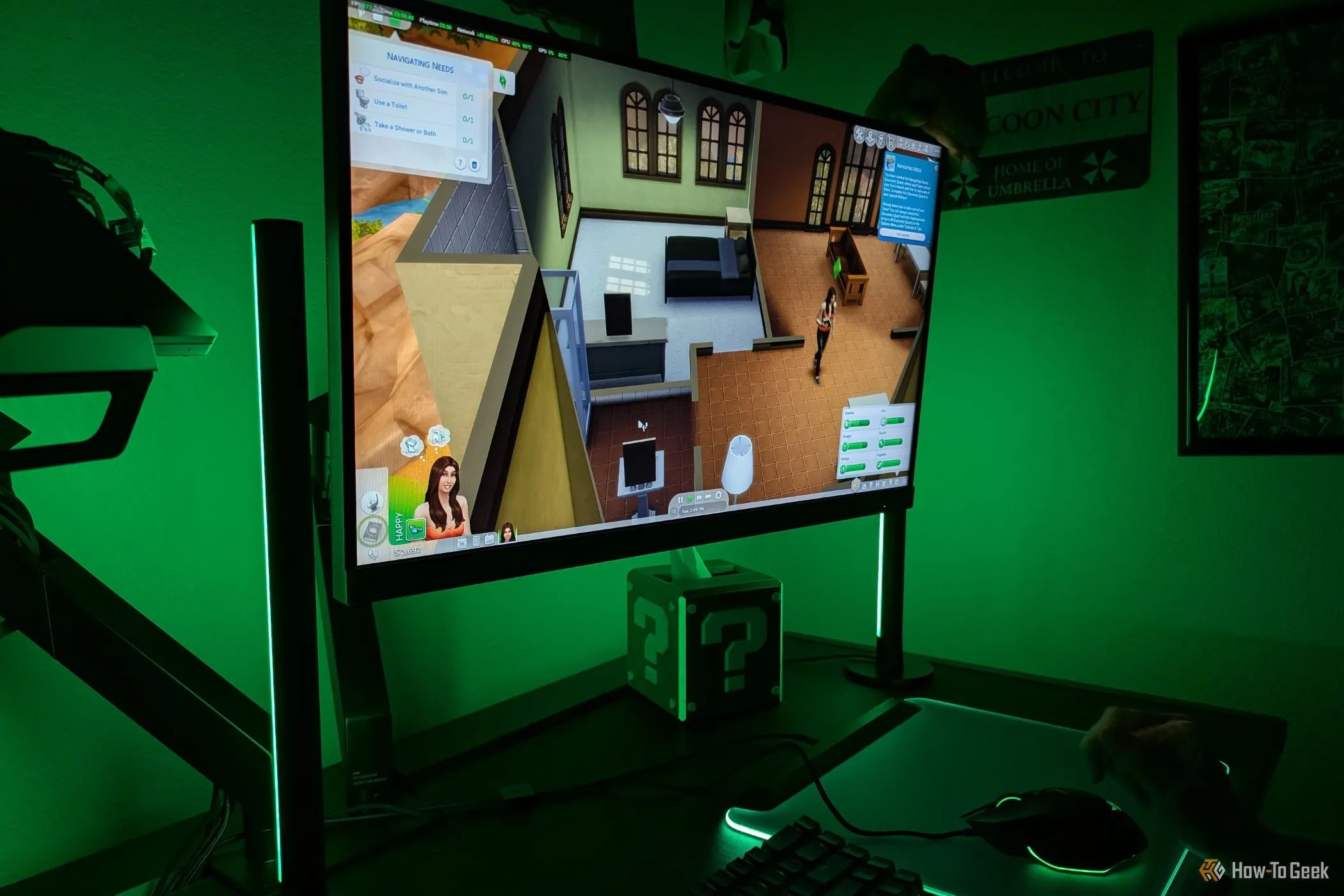 Razer Aether Light Bars hiển thị màu sắc đồng bộ với tâm trạng tốt của Sims trong The Sims 4