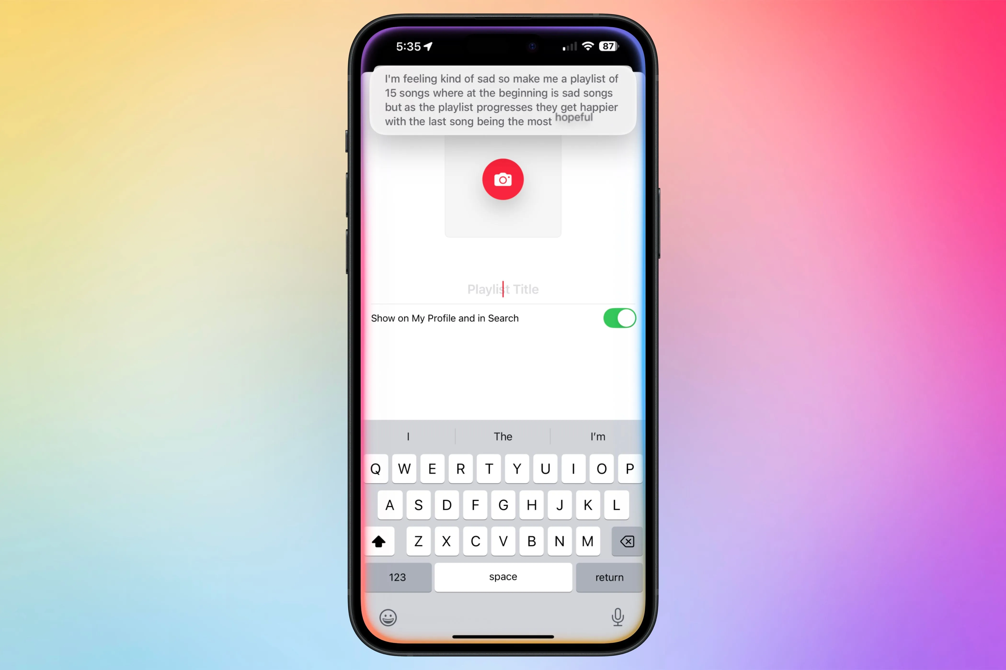 Siri tạo playlist nhạc theo tâm trạng với Apple Intelligence trên iPhone.