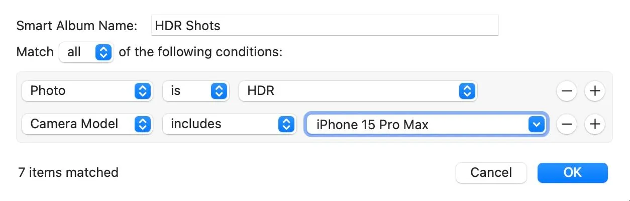 Tạo bộ lọc để quản lý thư mục thông minh trong ứng dụng Photos trên macOS