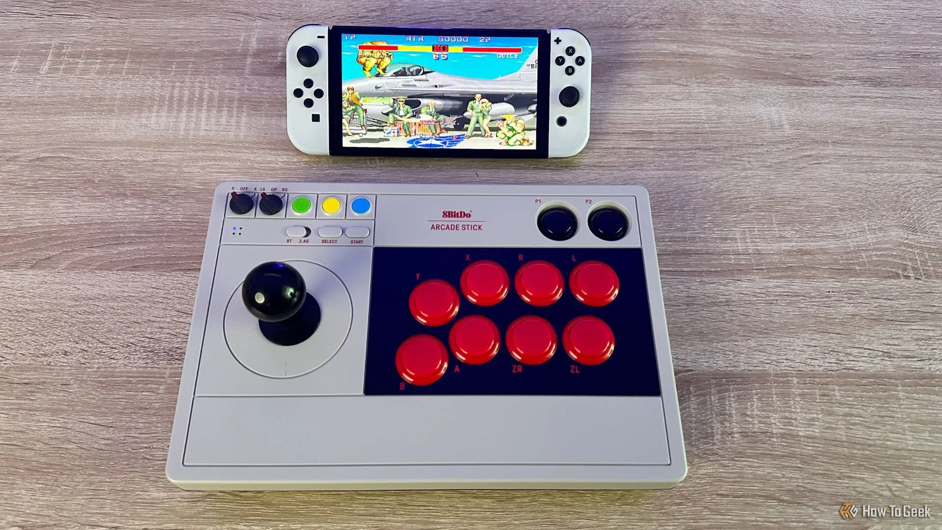 Tay cầm 8BitDo Arcade Stick kết nối với Nintendo Switch OLED