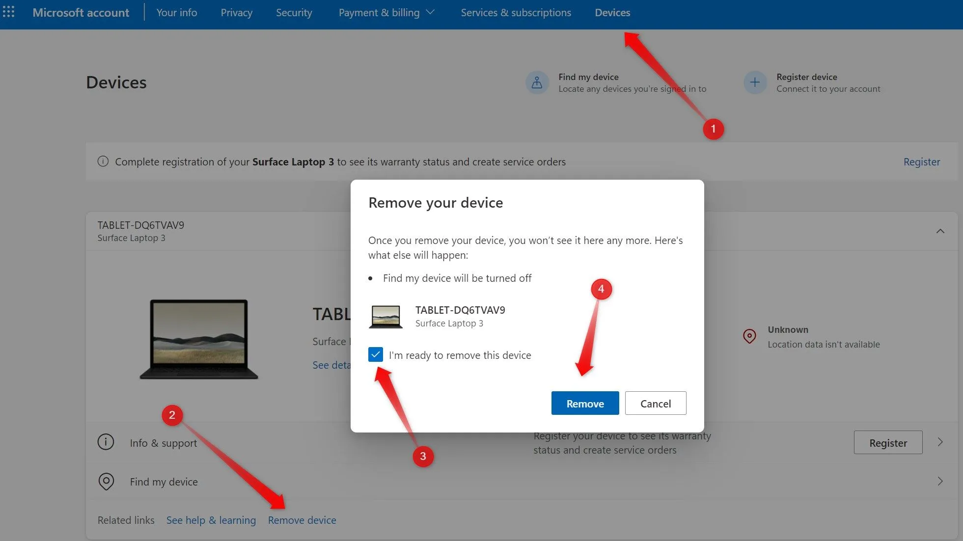 Xóa thiết bị đáng ngờ khỏi tài khoản Microsoft để tăng cường bảo mật