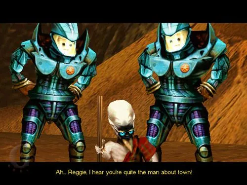 Ảnh chụp màn hình chính thức của game Giants: Citizen Kabuto, pha trộn giữa hài hước và hành động khoa học viễn tưởng.