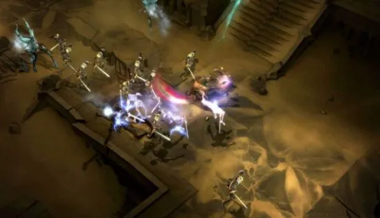 Ảnh chụp màn hình Diablo 3, thể hiện nhân vật Barbarian đang chiến đấu trong môi trường game.