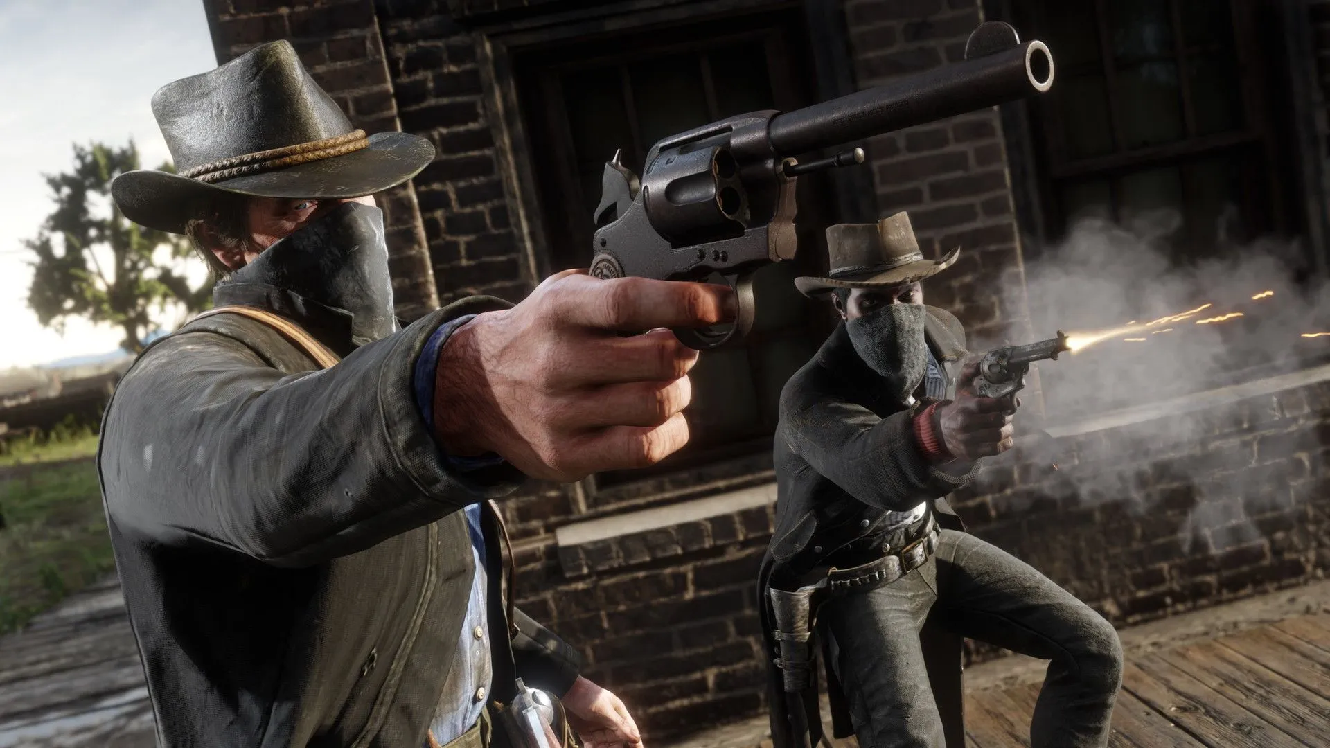 Ảnh chụp màn hình game Red Dead Redemption II, minh họa ví dụ về các hoạt động phụ tốn thời gian nhưng ít ý nghĩa trong game AAA