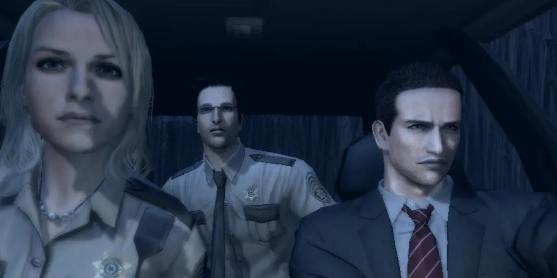 Ảnh chụp màn hình giới thiệu dàn nhân vật độc đáo trong Deadly Premonition, thể hiện phong cách kỳ quái của game.