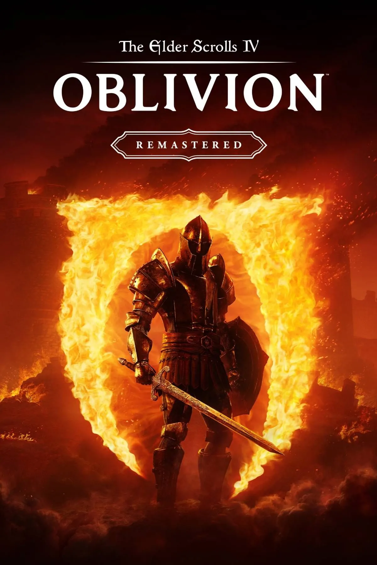 Bìa game The Elder Scrolls IV: Oblivion Remastered với phong cảnh Cyrodiil hùng vĩ, tái hiện thế giới giả tưởng kinh điển cho game thủ RPG.