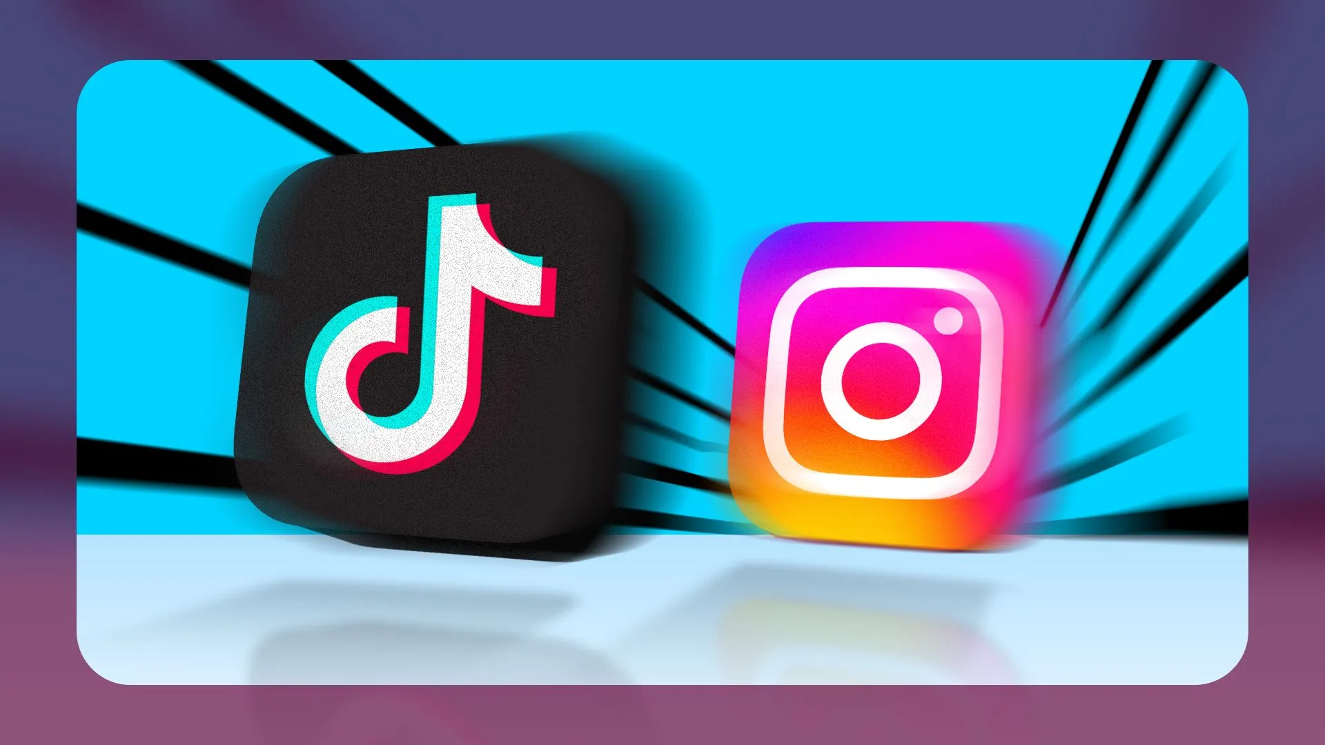 Biểu tượng TikTok và Instagram đang cạnh tranh, minh họa cho sự vượt trội của thuật toán TikTok so với các nền tảng mạng xã hội khác.