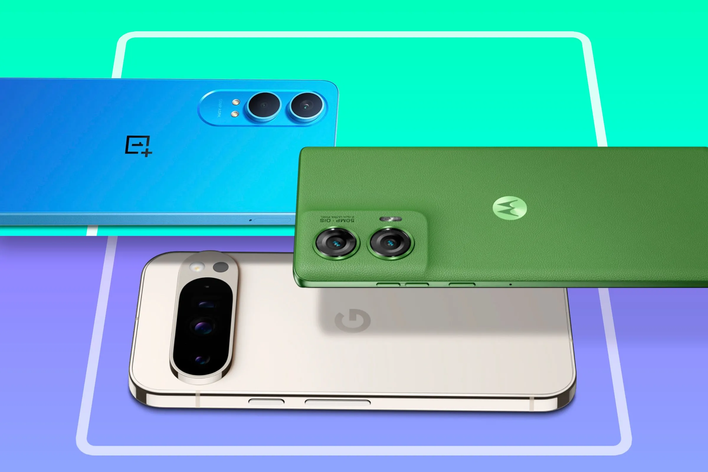 Các mẫu điện thoại thông minh Android như OnePlus, Google Pixel và Motorola, minh họa sự phổ biến của Android dựa trên Linux kernel.