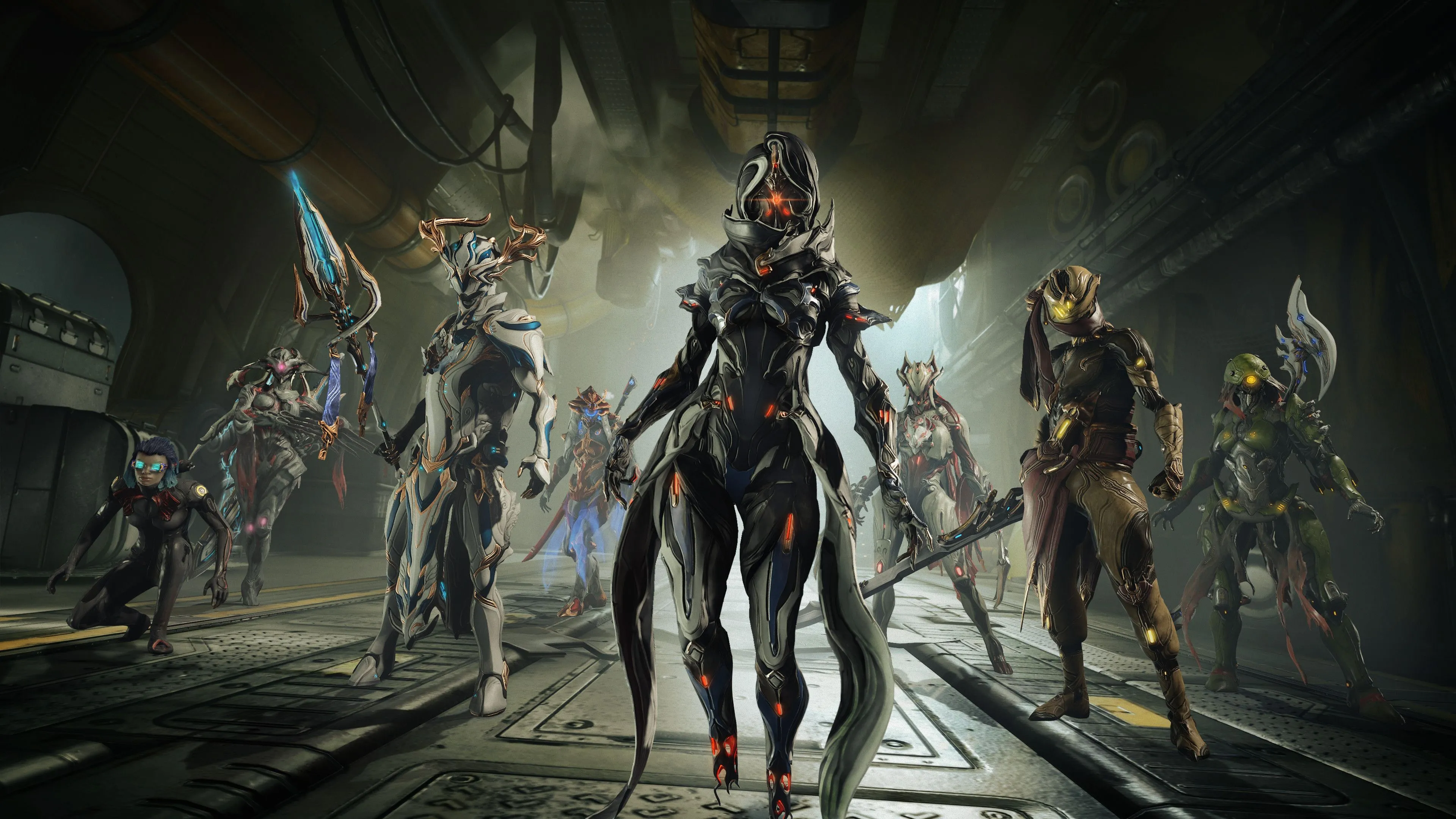 Các nhân vật trong tựa game miễn phí (F2P) Warframe, minh họa sự phong phú của các lựa chọn game chất lượng cao không cần chi phí ban đầu.
