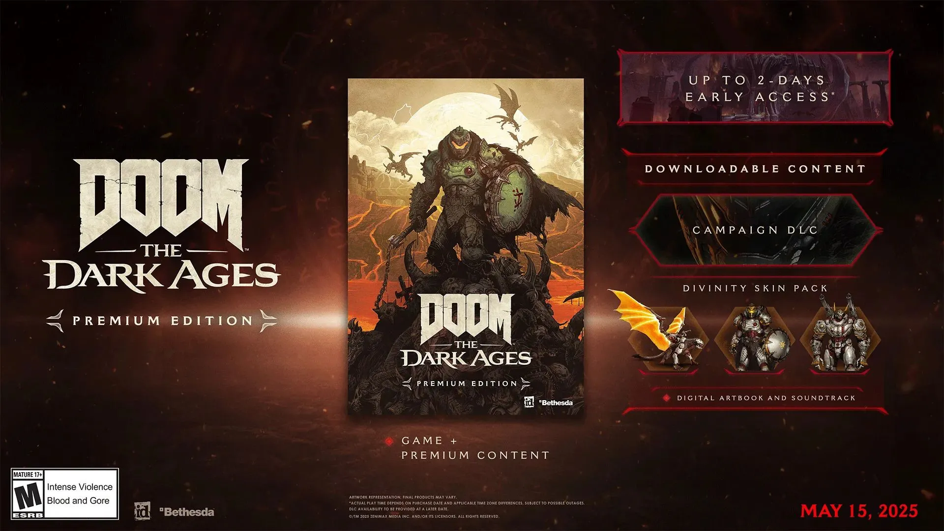 Các phần thưởng đi kèm với Phiên bản Premium của Doom: The Dark Ages, trong đó có quyền truy cập sớm.
