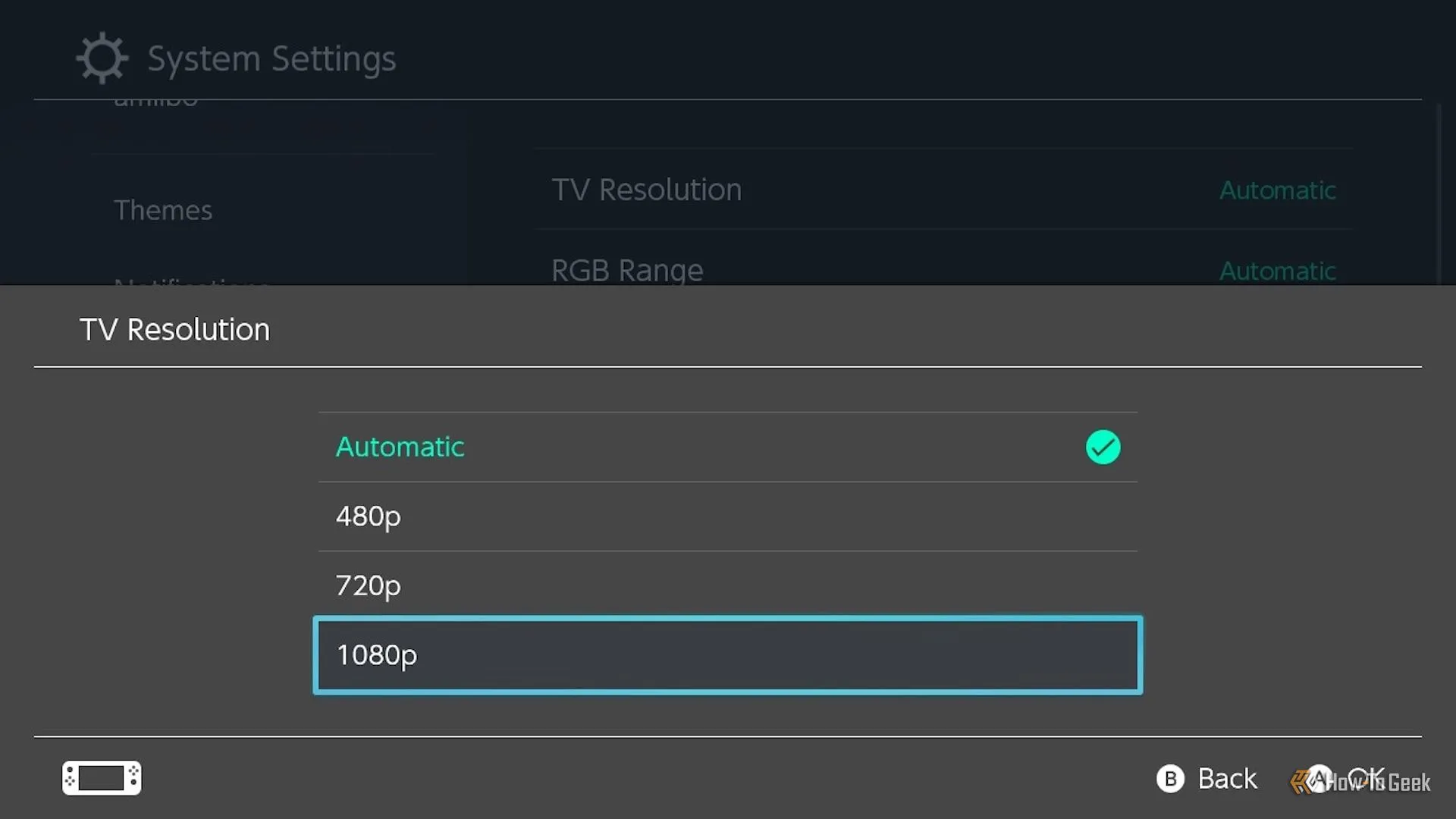 Các tùy chọn độ phân giải TV cho Nintendo Switch
