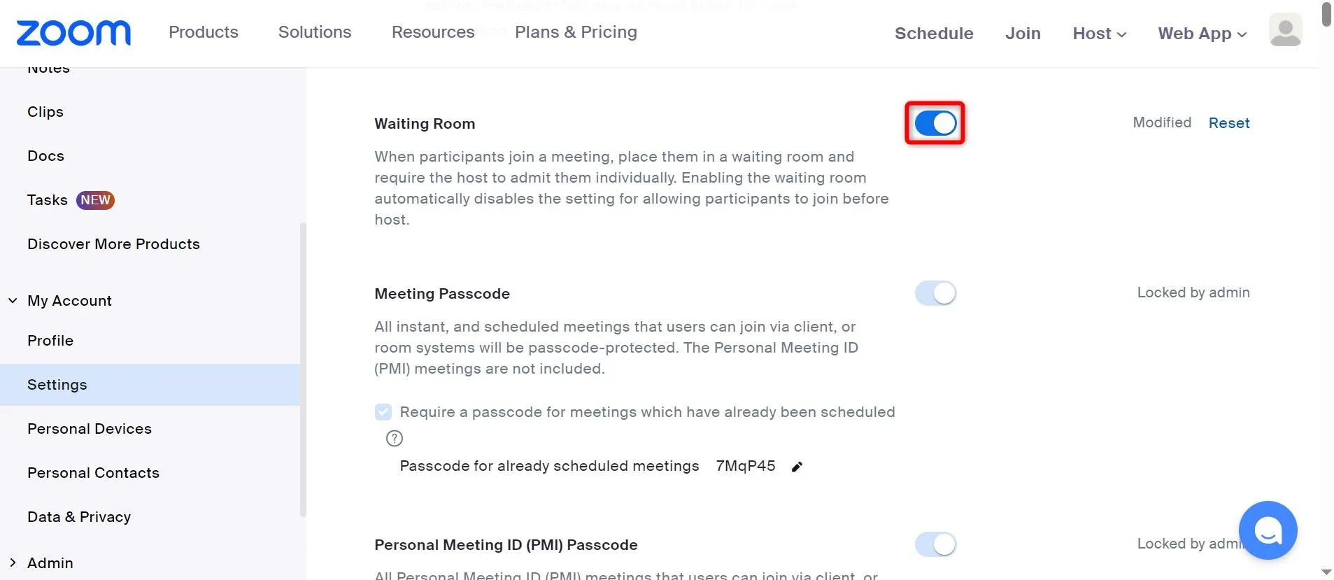 Cách kích hoạt tính năng phòng chờ (Waiting Room) trong cài đặt tài khoản Zoom