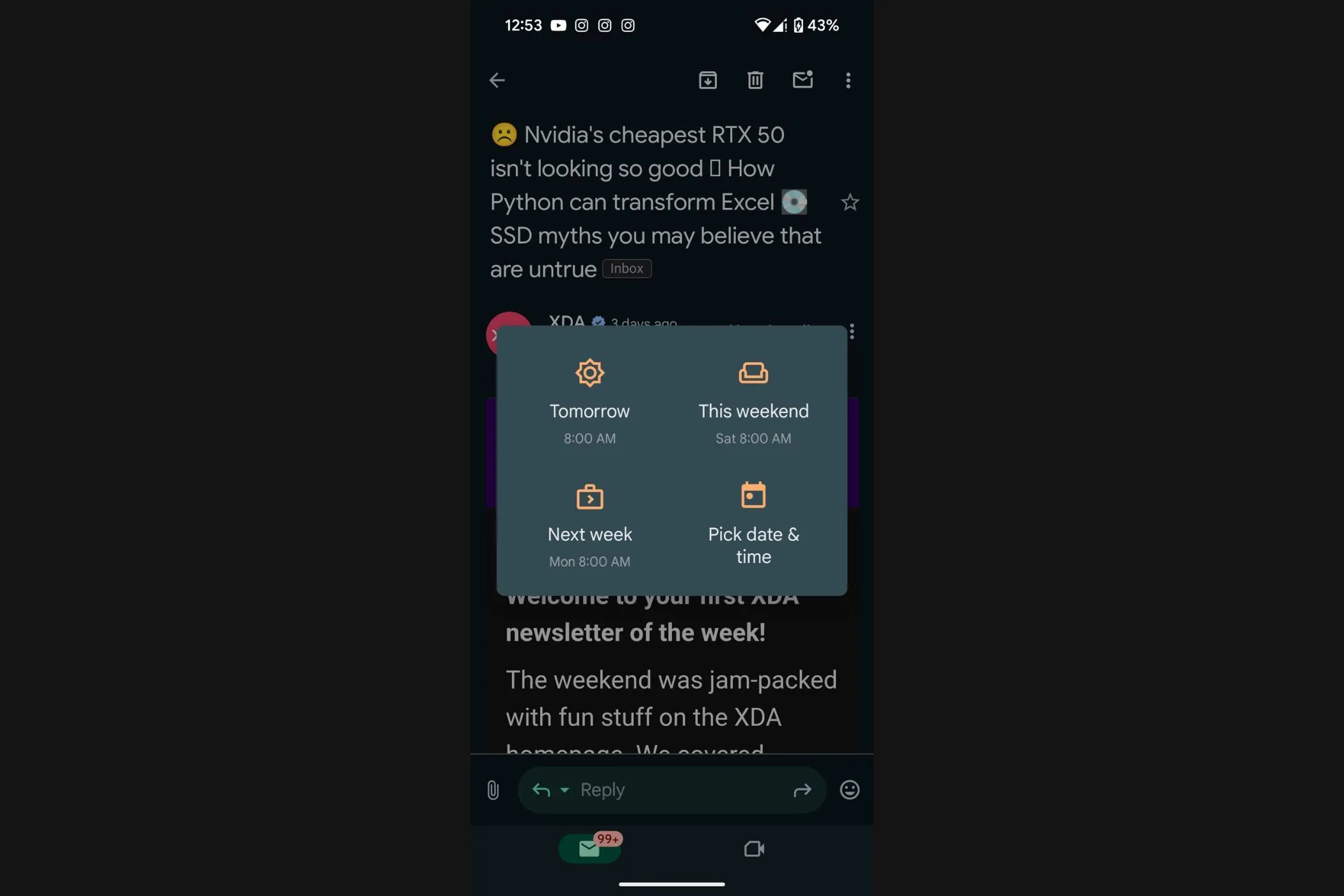 Cài đặt thời gian hoãn email trong Gmail Android