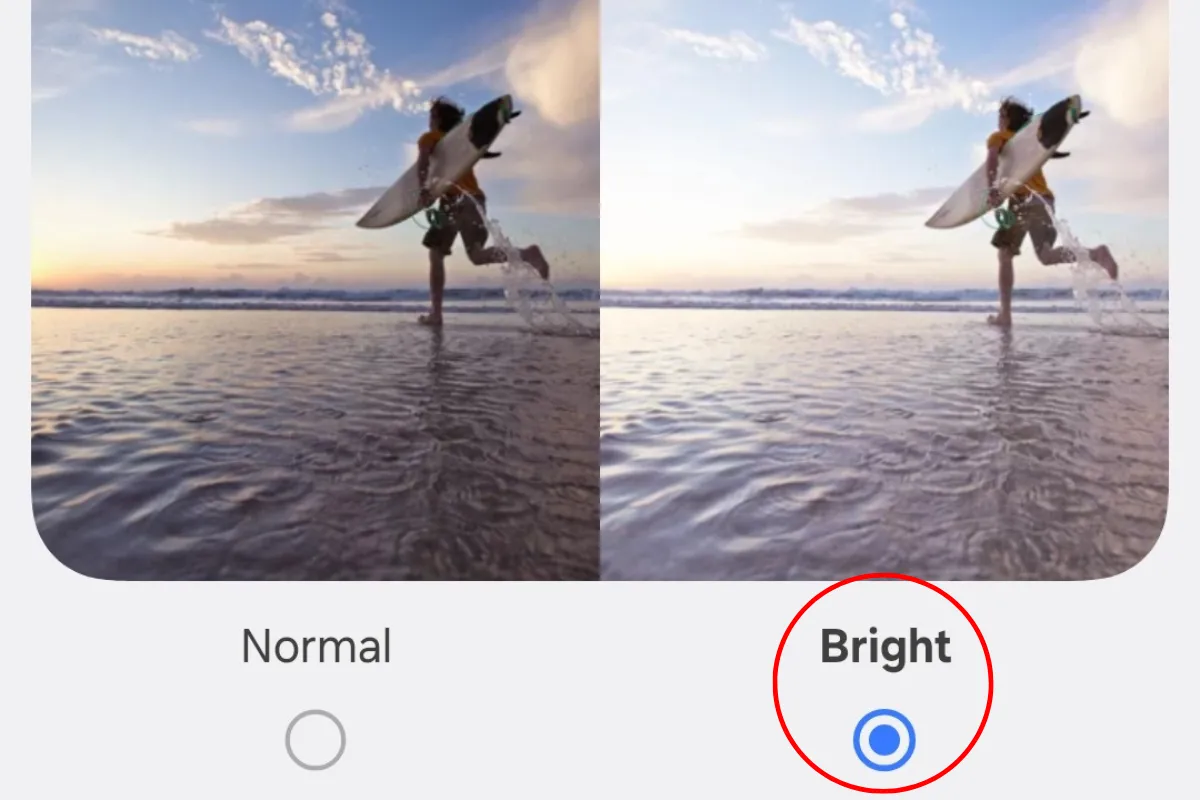 Cài đặt Video Brightness (Độ sáng video) trong tính năng Nâng cao của Galaxy S25.