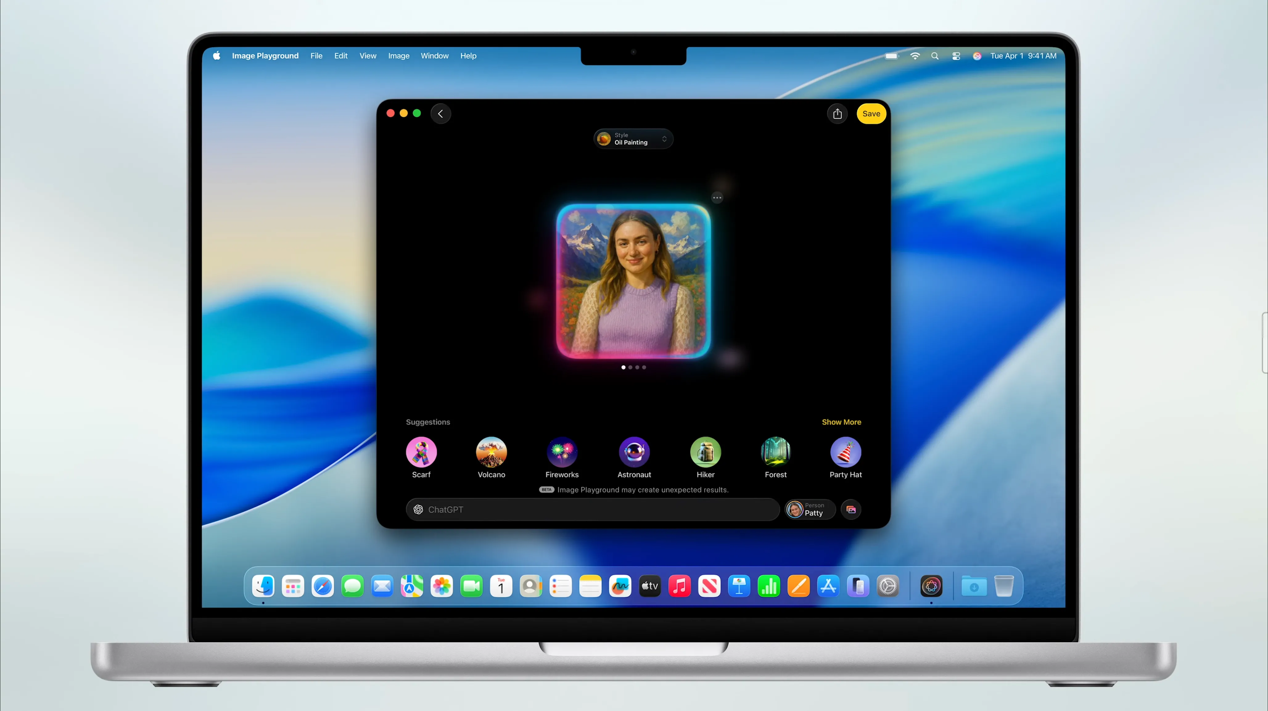 Cải tiến Image Playground trên macOS 26 Tahoe, với khả năng hỗ trợ ChatGPT và tùy chỉnh mô tả cho các hình ảnh được tạo bằng AI.