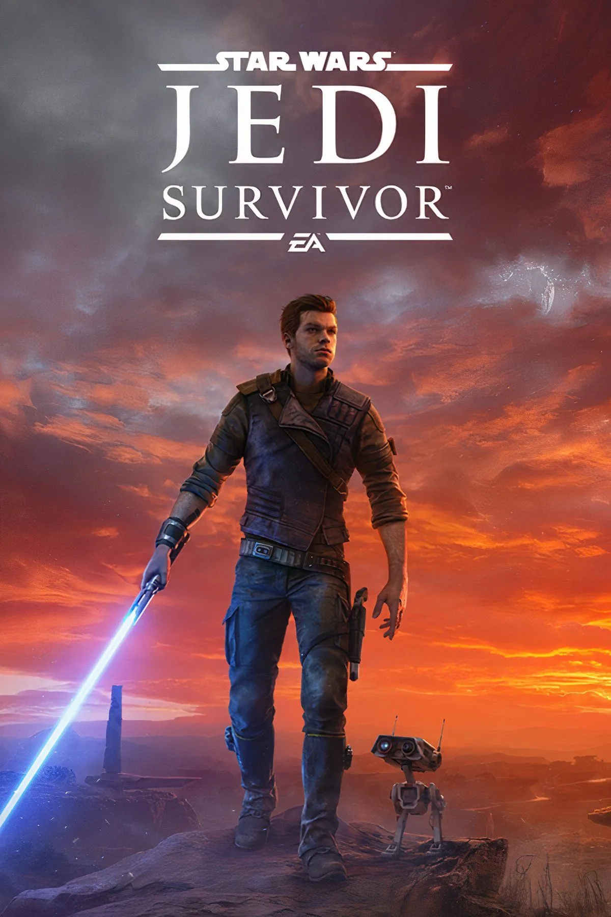 Cal Kestis trong Star Wars Jedi: Survivor cầm lightsaber đối đầu với kẻ thù, thể hiện gameplay hành động và yếu tố Soulslike.