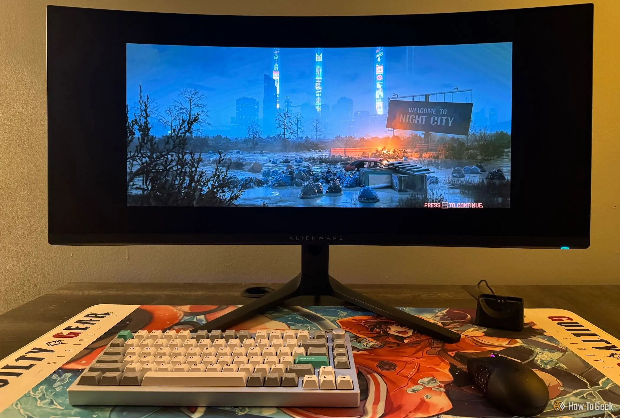 Cảnh phim Cyberpunk 2077 hiển thị trên màn hình ultrawide, minh họa lợi ích về không gian hiển thị