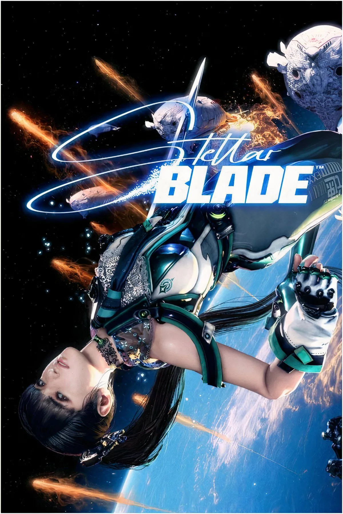 Chiến binh Eve trong tư thế chiến đấu với kẻ thù trong Stellar Blade