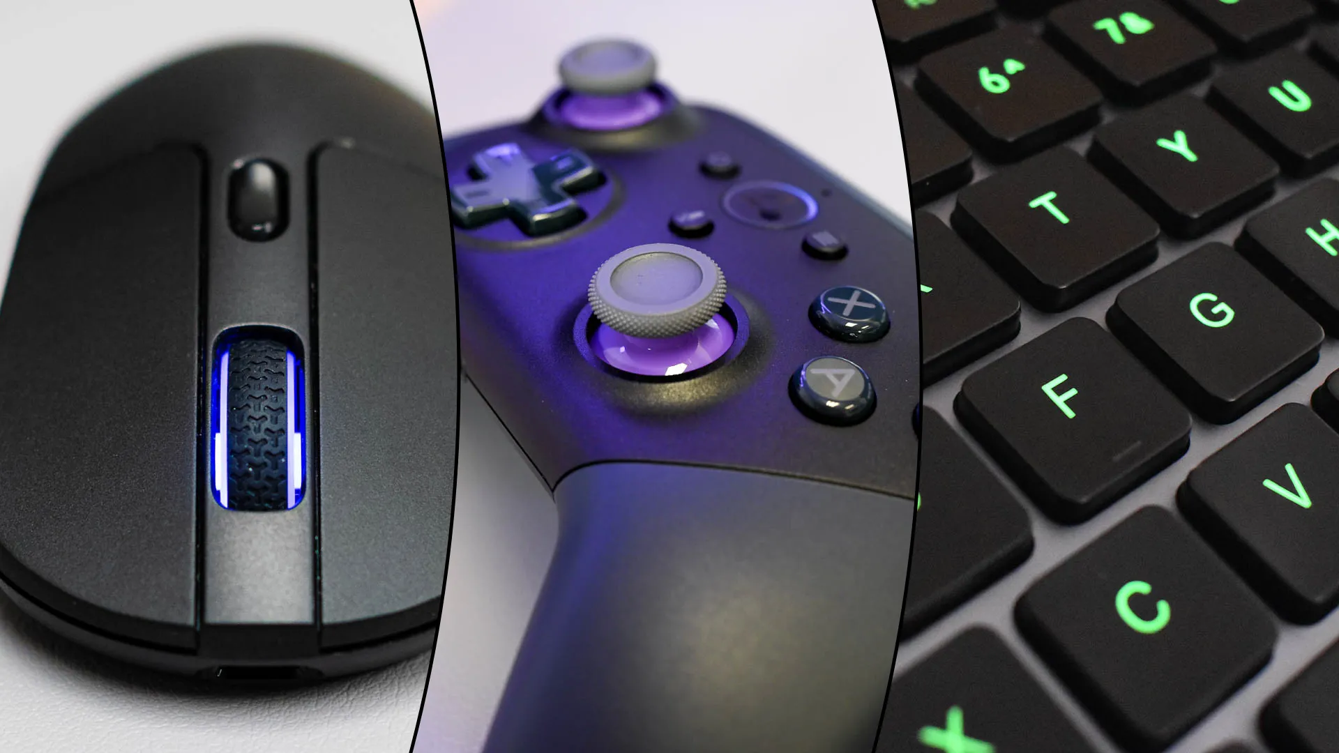 Chuột, bàn phím và bộ điều khiển chơi game kết nối với điện thoại Android qua cổng USB-C.
