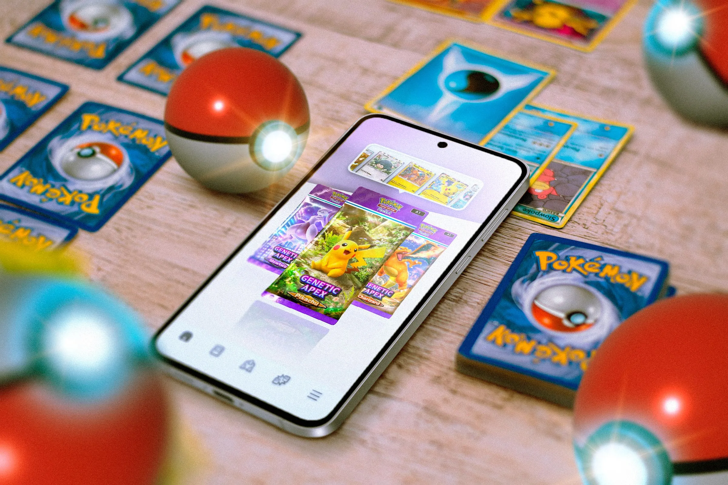 Điện thoại hiển thị trò chơi Pokémon TCG Pocket, minh họa game thẻ bài di động tiềm năng cho Nintendo Switch 2.