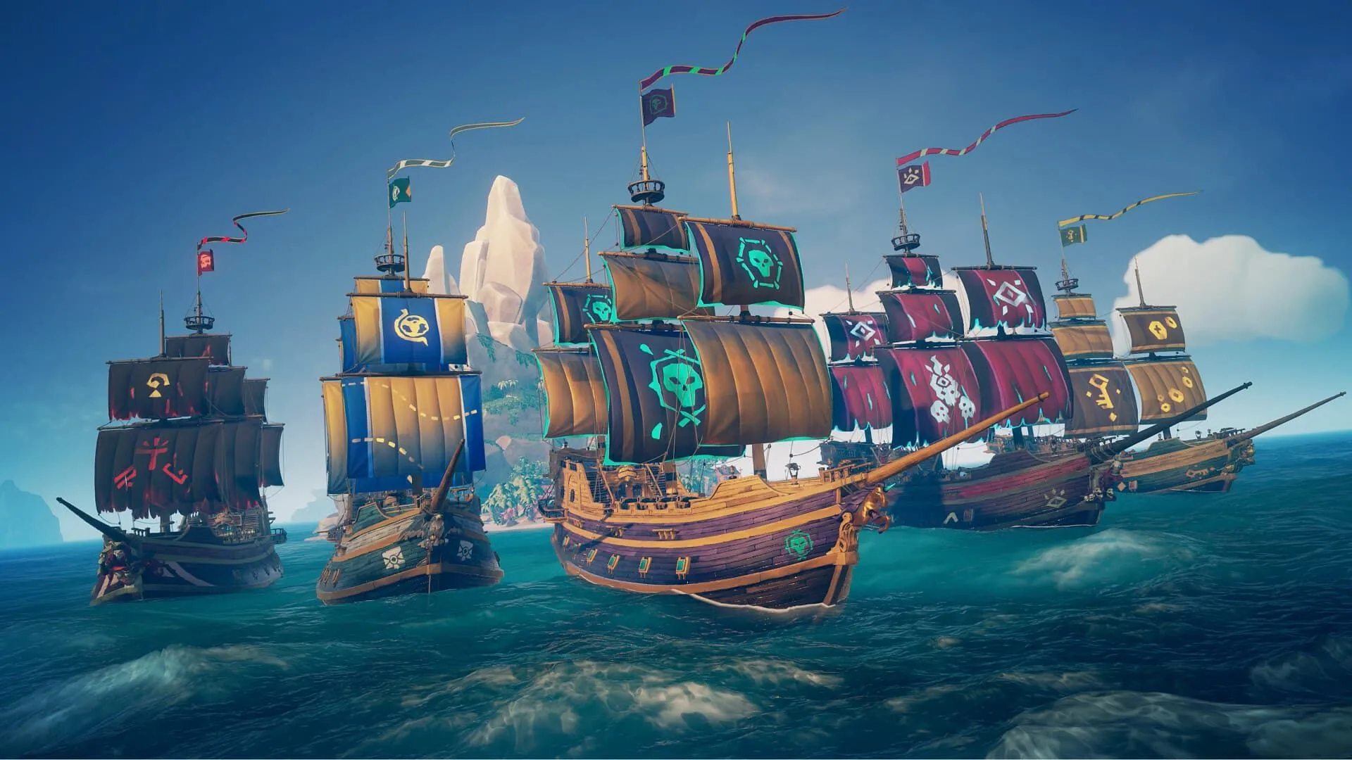 Đoàn thuyền cướp biển trong Sea of Thieves ra khơi, tăng tính chân thực nhờ voice chat theo khoảng cách.