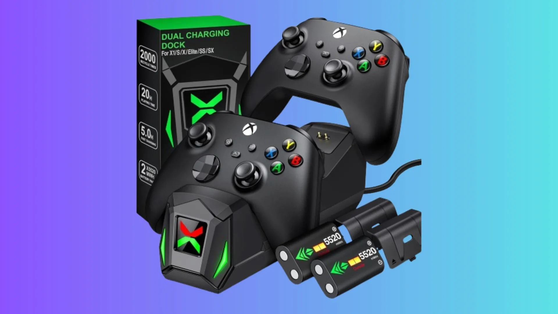 Dock sạc tay cầm NinABXY Controller Charging Station với đèn LED xanh